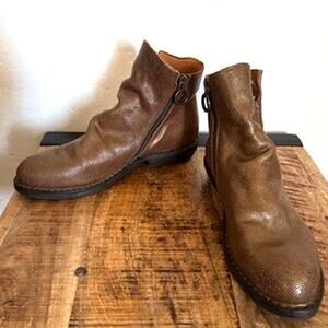 Fiorentini+Baker Bronze Pebbled Leather Ankle Boot Size 37